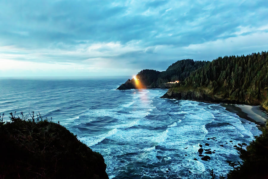 Evening at Heceta Head Lighthouse Photograph by Belinda Greb