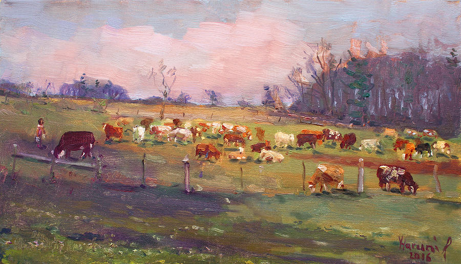 Evening at the Farm Georgetown  Painting by Ylli Haruni
