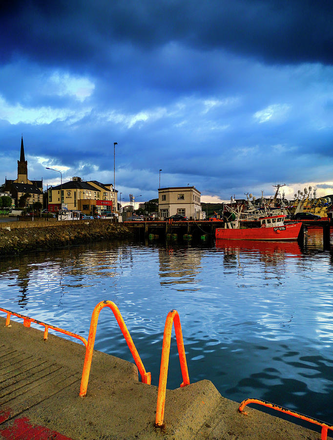 Evening at the harbour at Killybegs, Irelandd main fishing harbour in County Donegal. Photograph by Panoramic Images