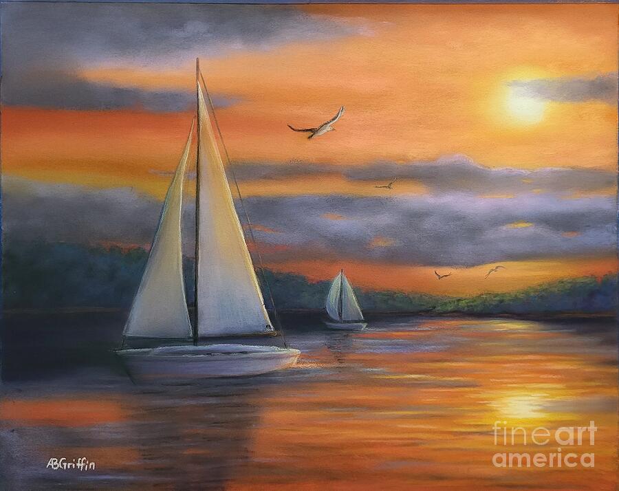 Sunset Pastel - Evening at the Lake by Allison Griffin