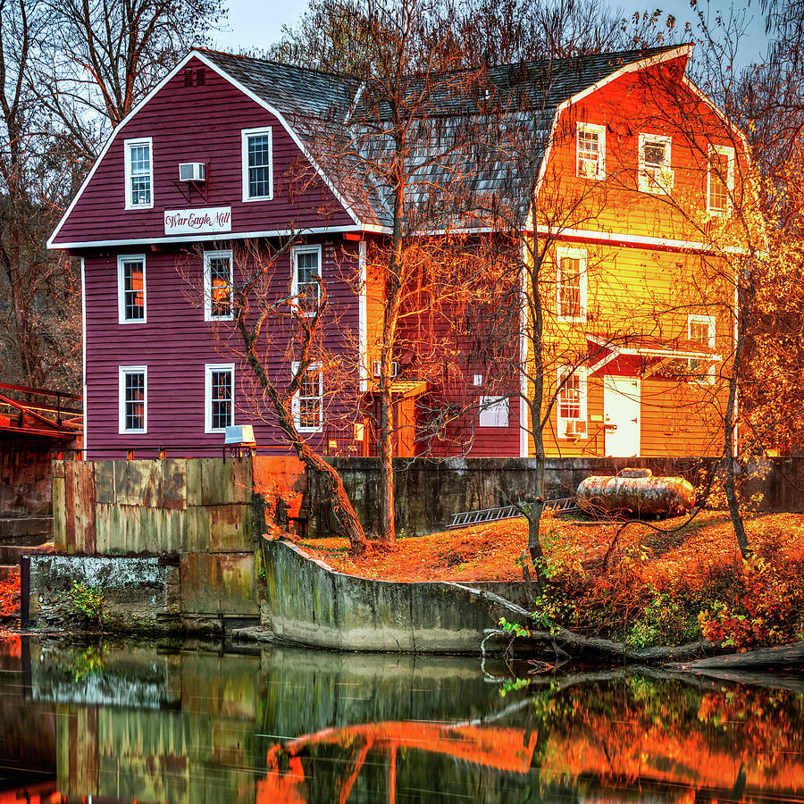 Architecture Photograph - Evening At The Old War Eagle Mill 1x1 by Gregory Ballos