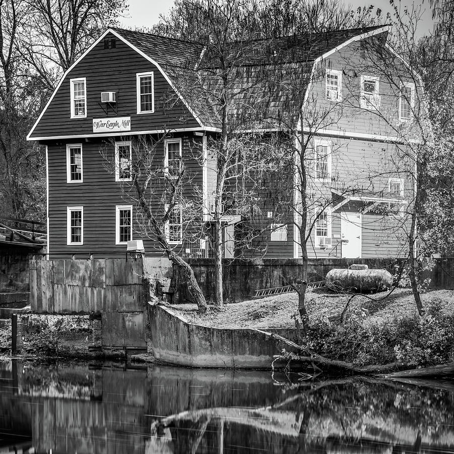 Evening At The Old War Eagle Mill 1x1 Monochrome Photograph by Gregory Ballos