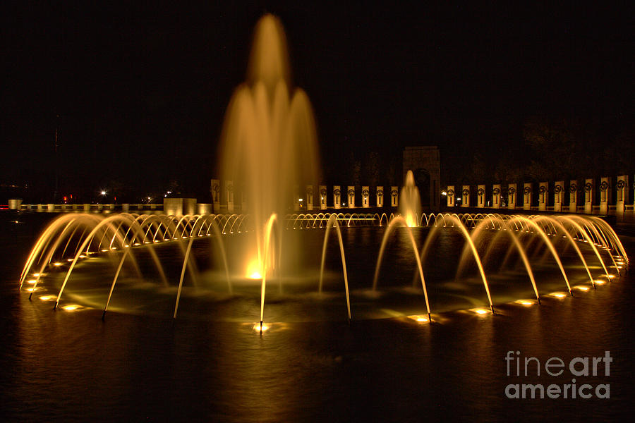 Evening At The World War II Fountain Photograph by Adam Jewell