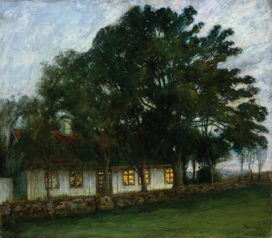 Evening atmosphere, 1898  Painting by O Vaering by Thorolf Holmboe
