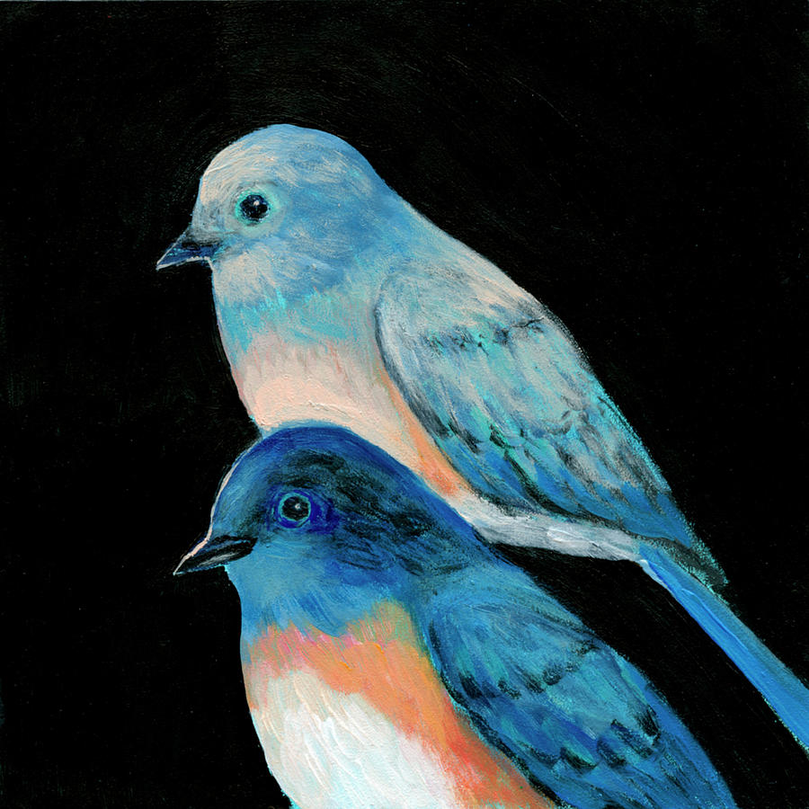 Bluebird Painting - Evening Bluebirds by Jennifer Lommers