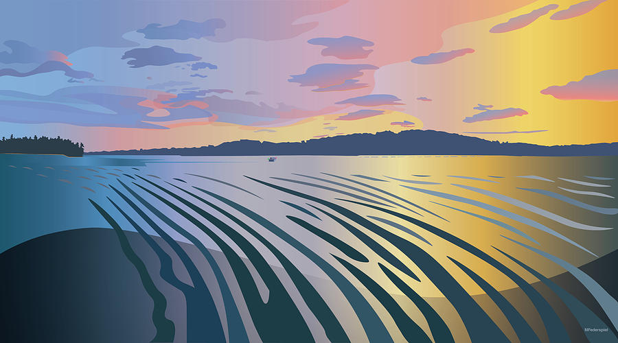 Evening Boat Ride Digital Art by Marian Federspiel