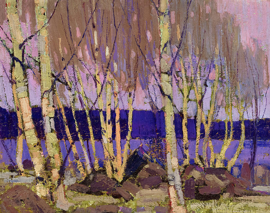 Tree Painting - Evening, Canoe Lake by Tom Thomson