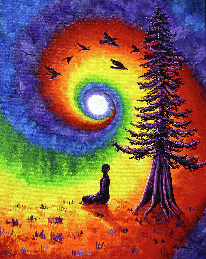 Evening Chakra Meditation Painting by Laura Iverson