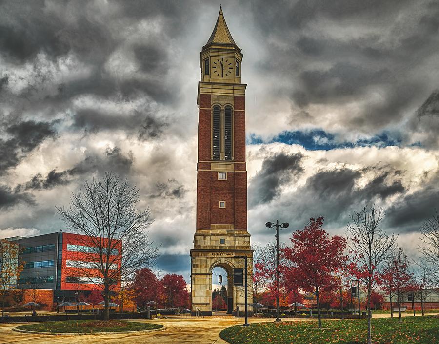 Fall Photograph - Evening Chimes on Campus by Mountain Dreams