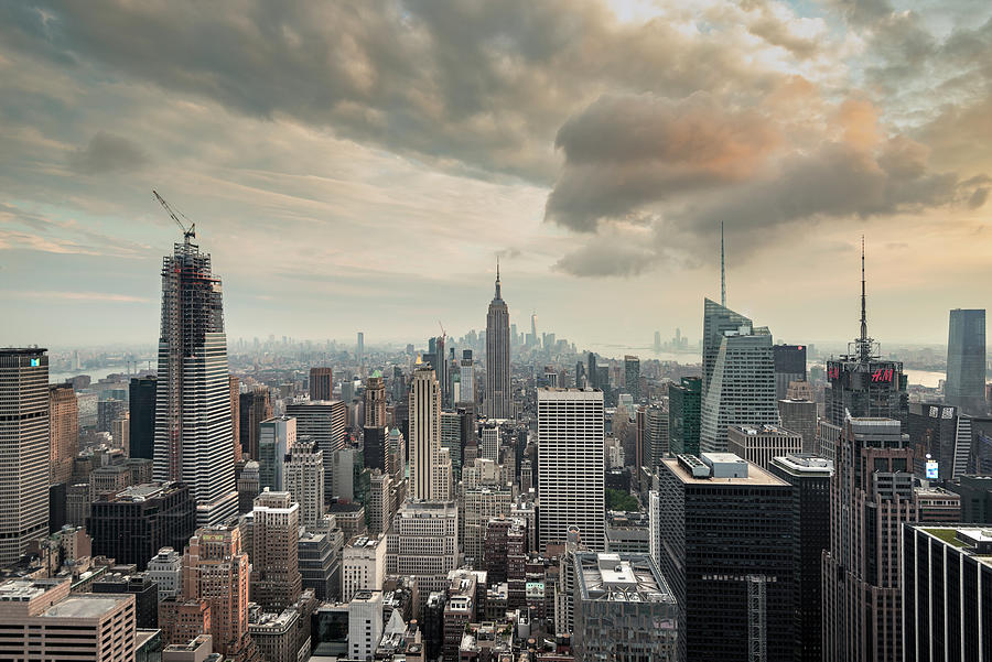 New York City Photograph - Evening Clouds Over NYC by Randy Lemoine