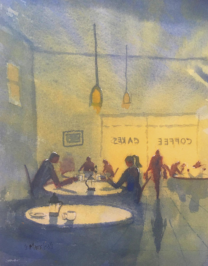 Evening Coffee Painting by Glenn Marshall