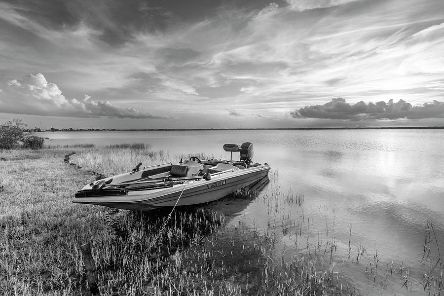 Evening Fishing Boat in Black and White Photograph by Debra and Dave Vanderlaan