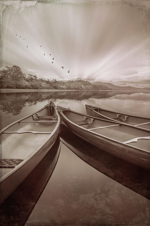 Evening Float in Vintage Sepia Photograph by Debra and Dave Vanderlaan