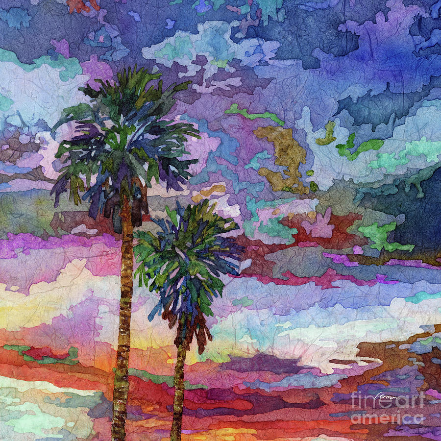 Evening Glow-Palm Trees Painting by Hailey E Herrera