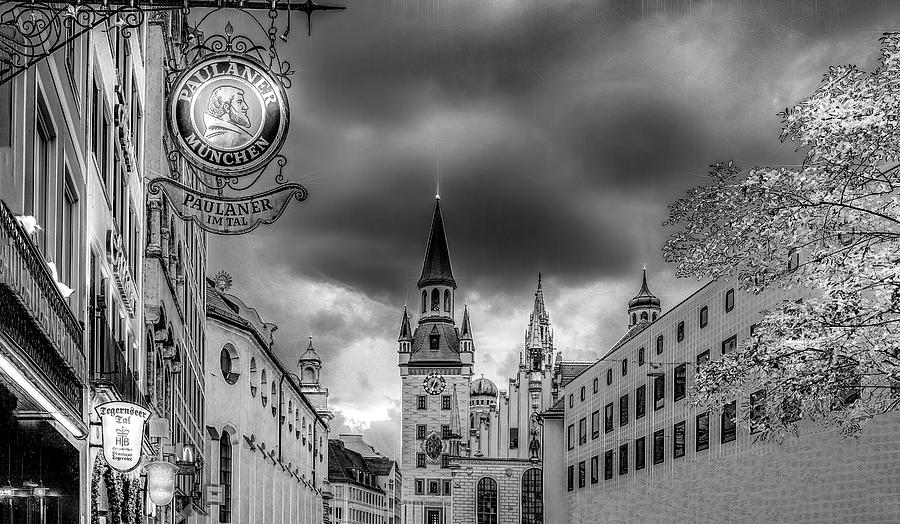 Evening in Munich, Black and White Photograph by Marcy Wielfaert