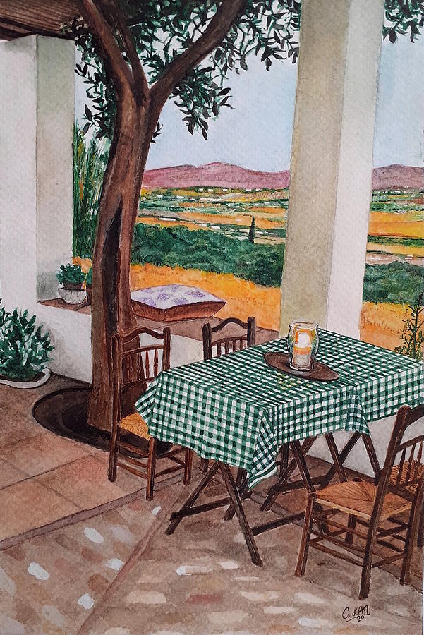 Evening in the porch. Malaga. Spain Painting by Carolina Prieto Moreno