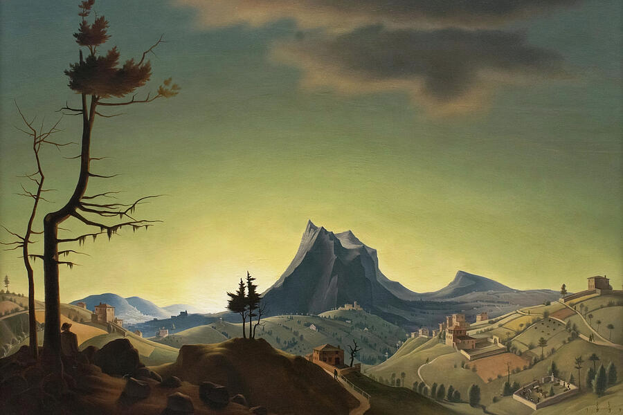 Evening landscape by Franz Sedlacek Painting by Franz Sedlacek
