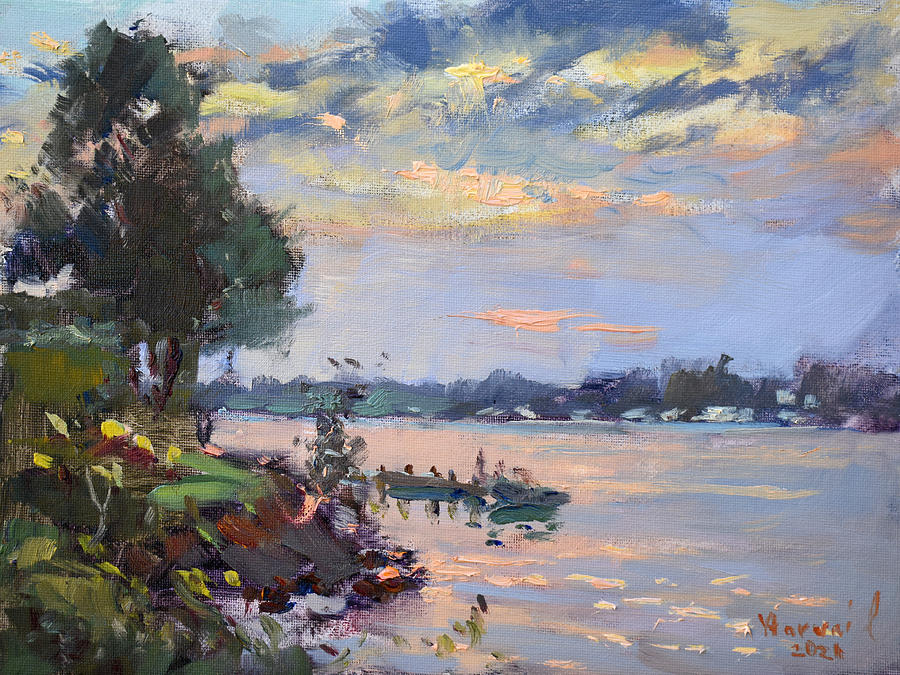 Evening Light at Niawanda Park Painting by Ylli Haruni