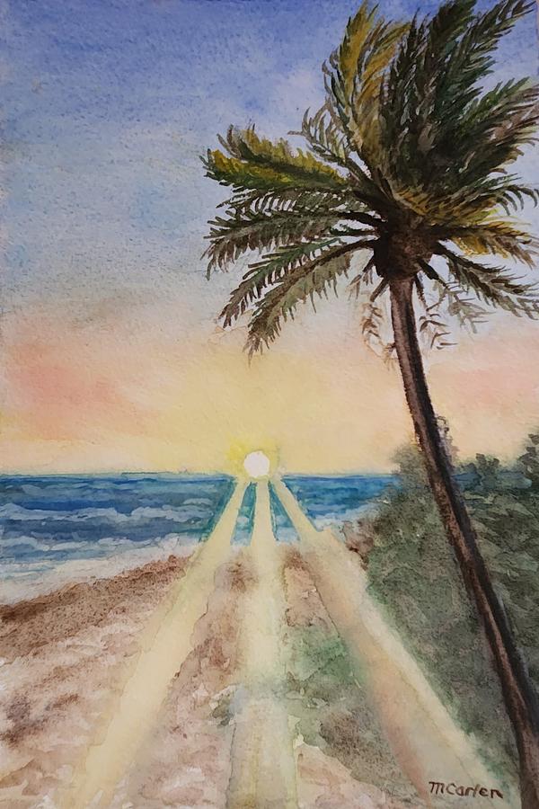 Evening light Carpinteria Beach Painting by M Carlen