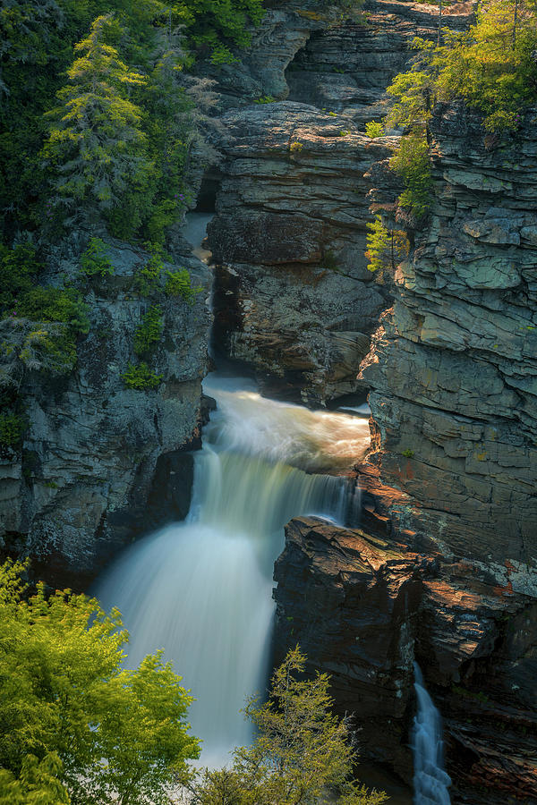 Nature Photograph - Evening Light Linville Falls by Andrew Soundarajan