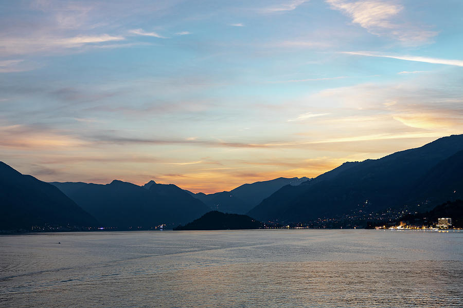 Evening lights on Lake Como Photograph by Graham Moore - Fine Art America