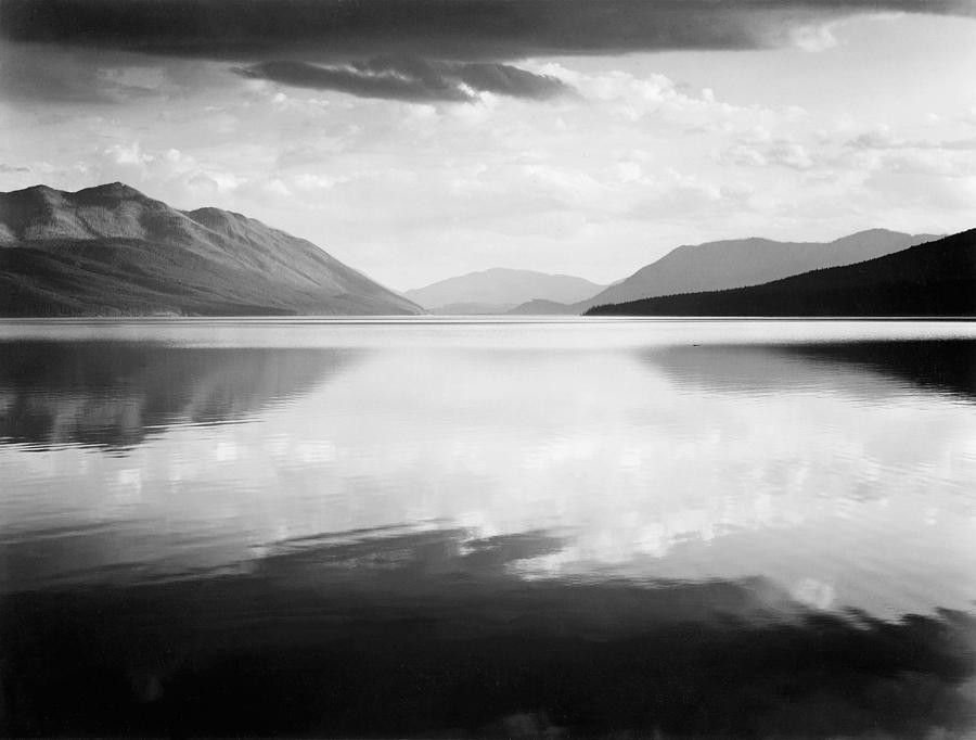 Evening, McDonald Lake, Glacier National Park, Montana - National Parks and Monuments, 1941 Photograph by Ansel Adams