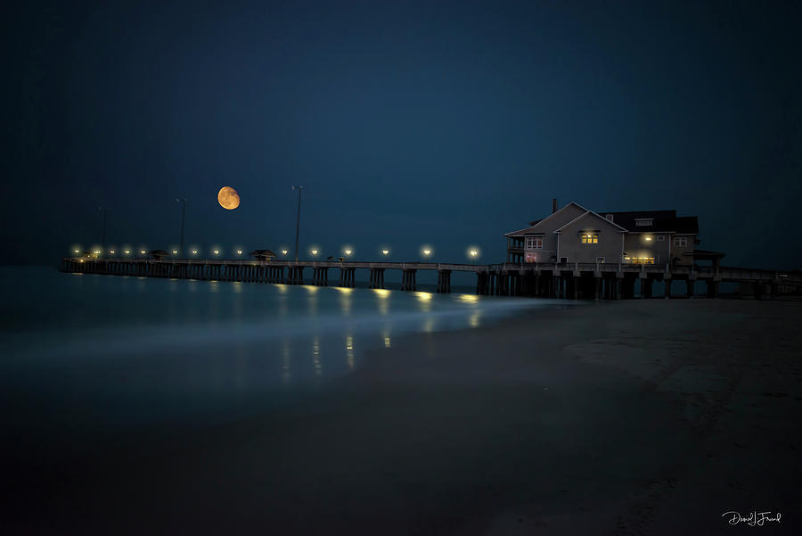Evening Moon Over Jennettes Pier Photograph