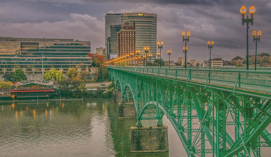 Evening on the Gay Street Bridge, Knoxville Photograph by Marcy Wielfaert