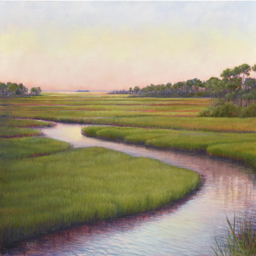 Evening on Tide Creek Painting by Pam Talley