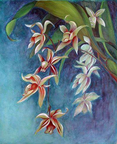 Evening Orchids Painting by Vina Yang