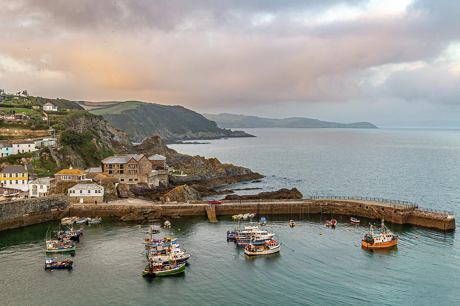 Evening over Mevagissey Harbour Photograph by Shirley Mitchell