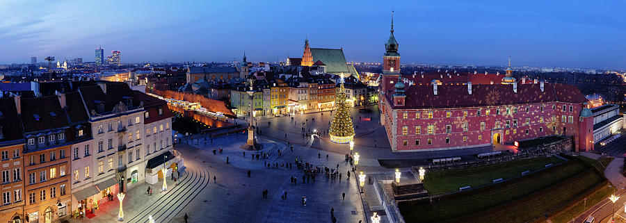 Evening Panorama of Warsaw City in Poland Photograph by Artur Bogacki
