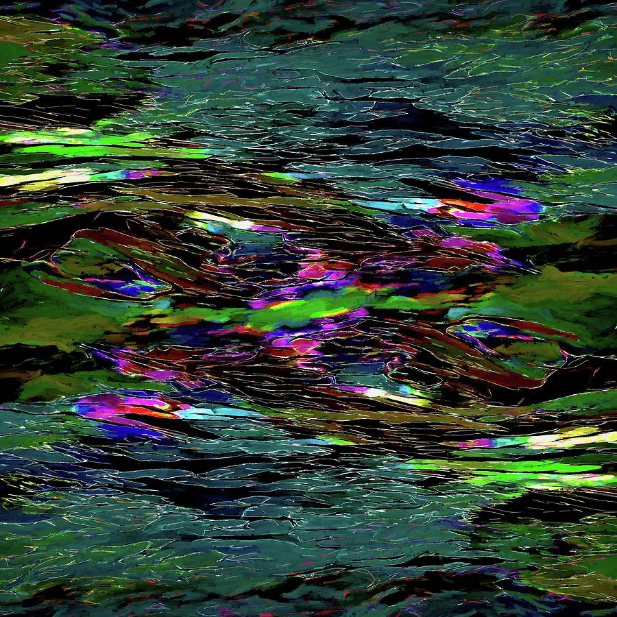 Tranquil Waters Evening Pond Abstract Digital Art by OLena Art by Lena Owens - Vibrant DESIGN