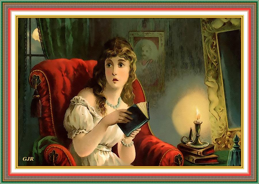 Evening Reading Pleasures L A S - With Printed Frame. Digital Art