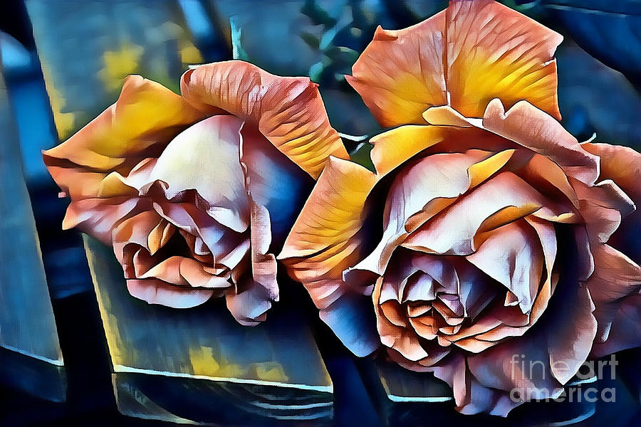 Evening Roses Digital Art by Judy Palkimas