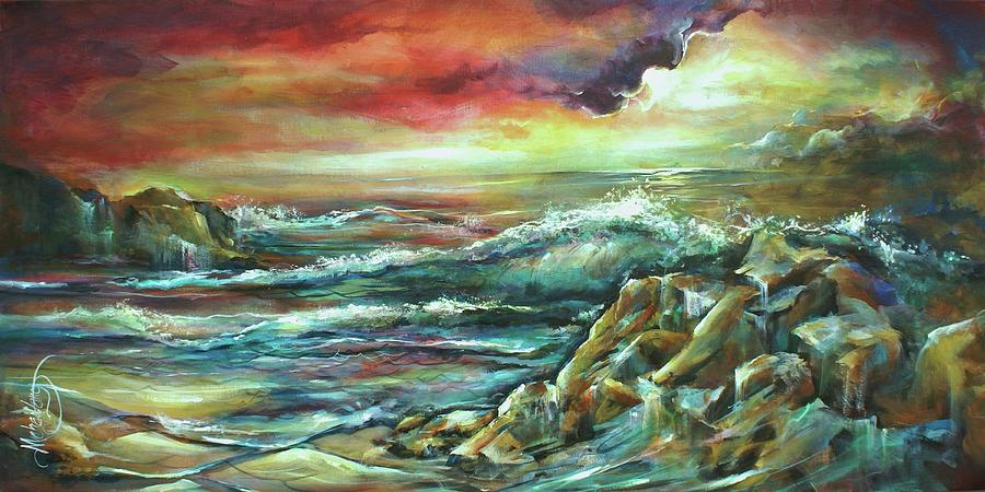 Evening Shore Painting by Michael Lang