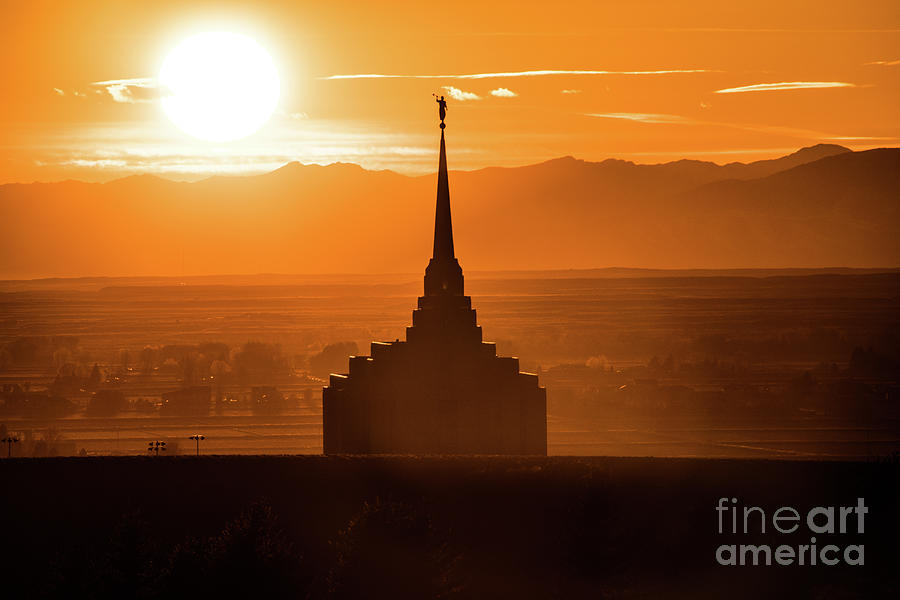 Evening Silhouette - Rexburg Idaho Temple Photograph by Bret Barton