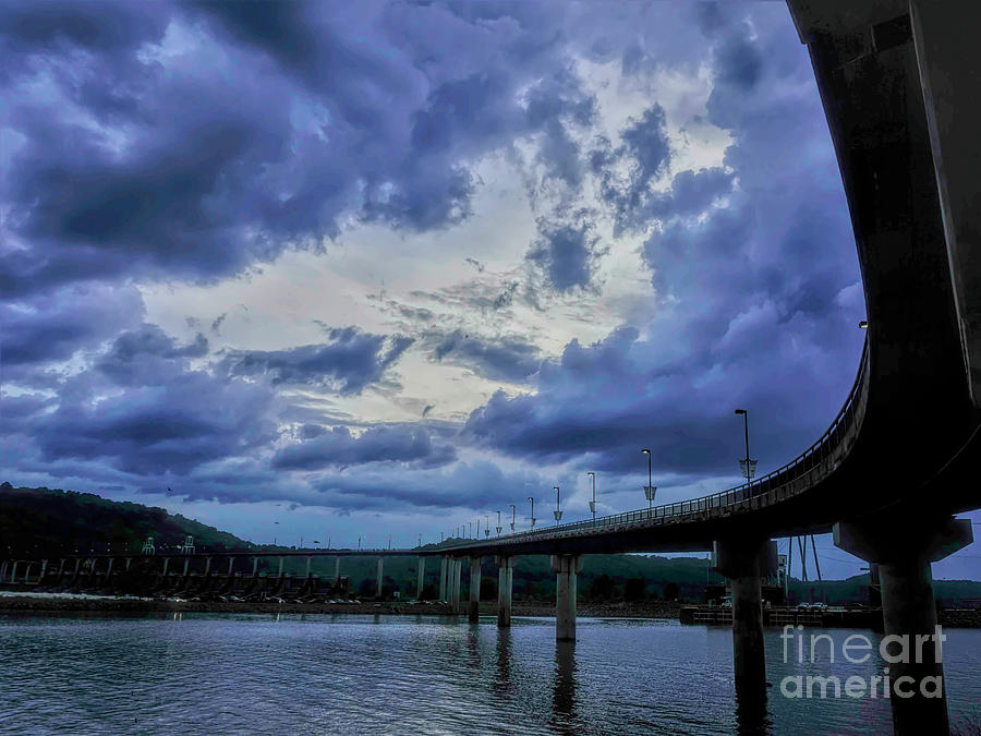 Evening Storm Clouds Over the Bridge Photograph by Karen Beasley