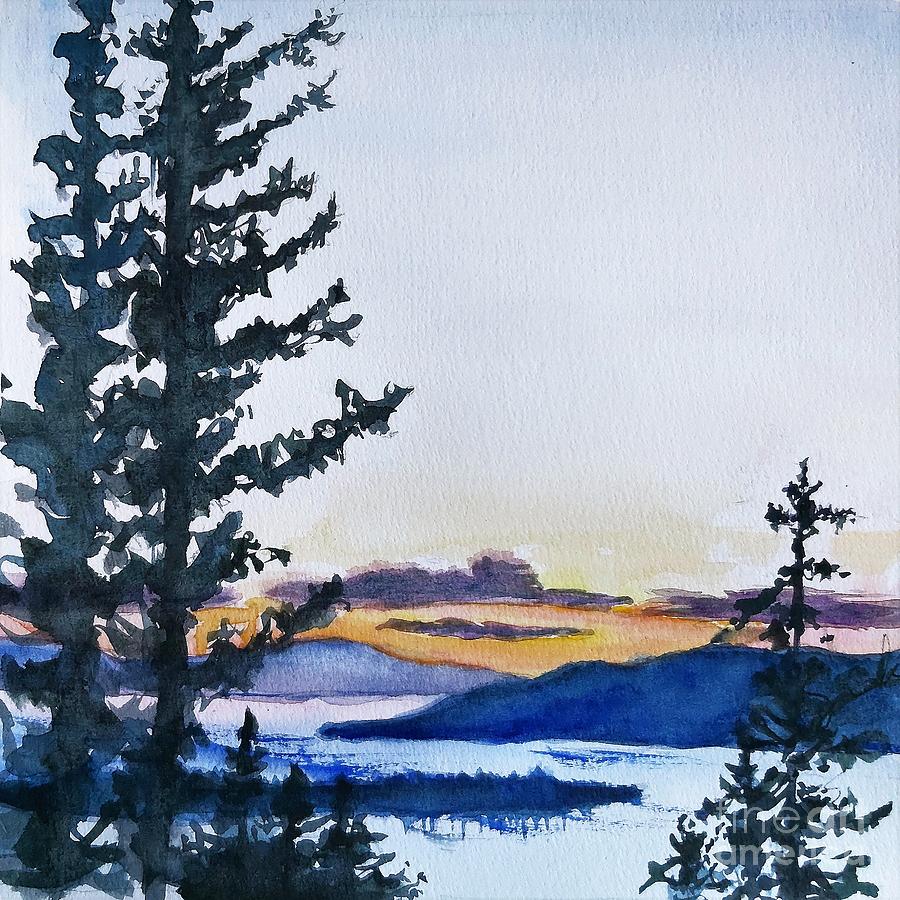 Evening sunset at Eagleridge Painting by Sonia Mocnik