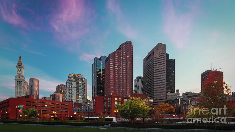 Evening view of Boston skyline Photograph by Agnes Caruso