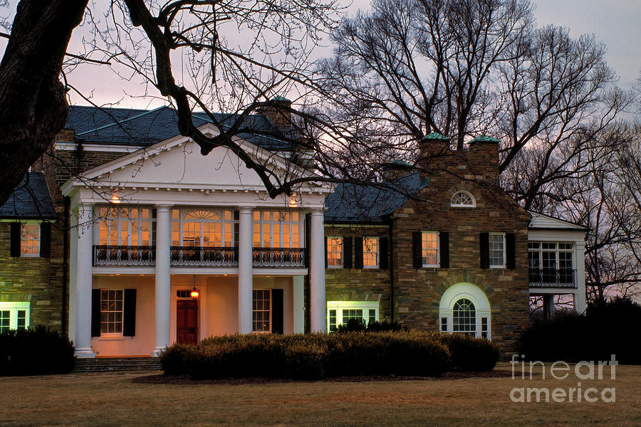 Evening view of Rockville Civic Center Mansion in Maryland, USA Photograph by William Kuta
