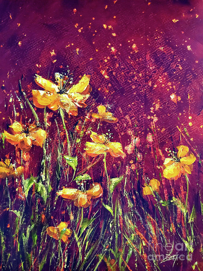 Evening Wild Flowers Painting by Zan Savage