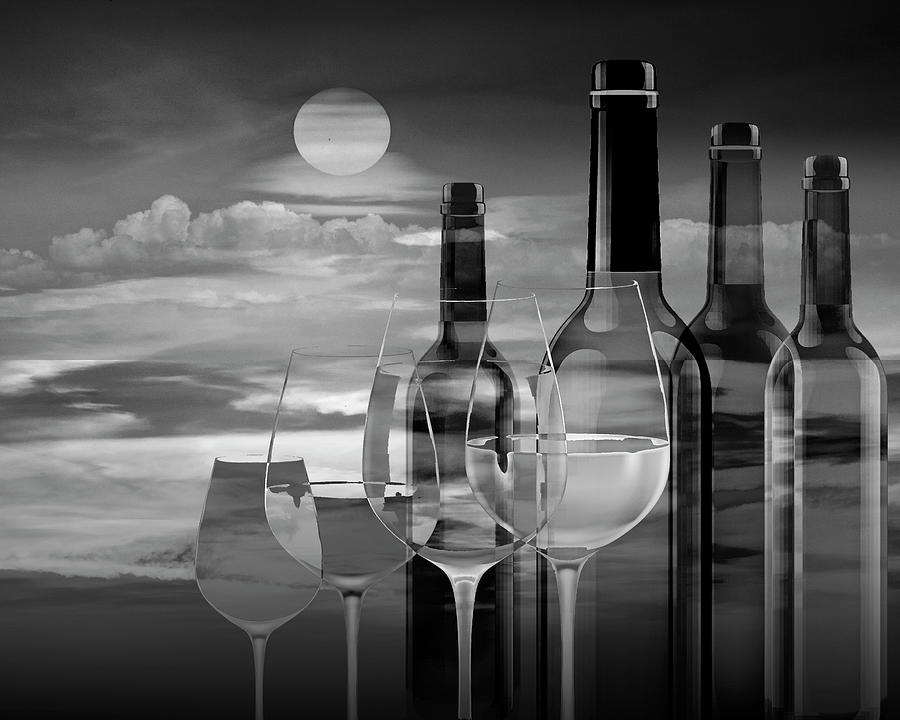 Evening Wine in Black and White Photograph by Randall Nyhof