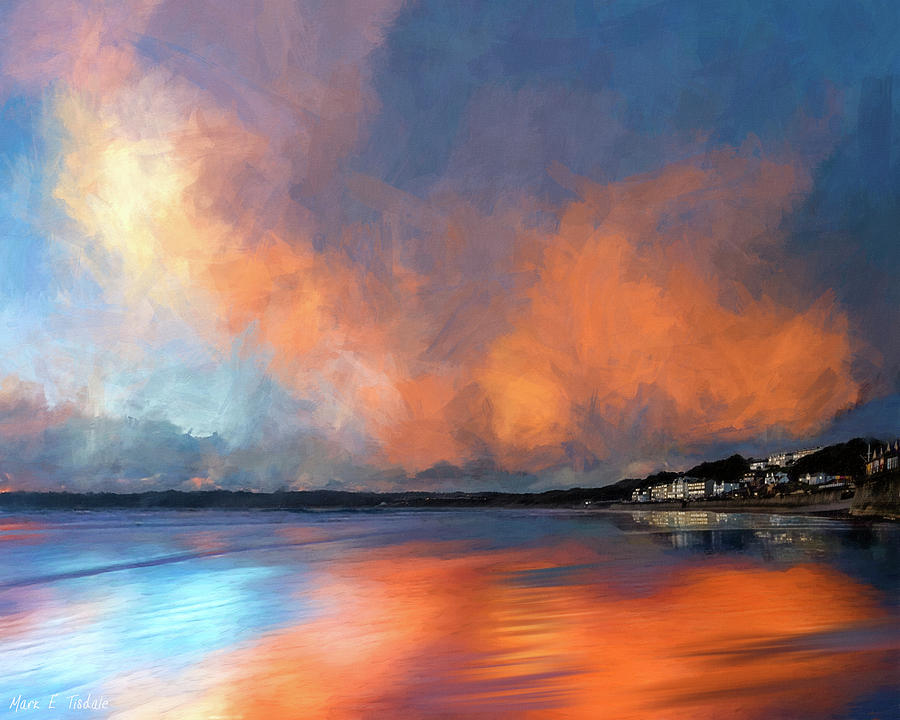 Eventide - Abstract Beach Landscape Mixed Media by Mark Tisdale