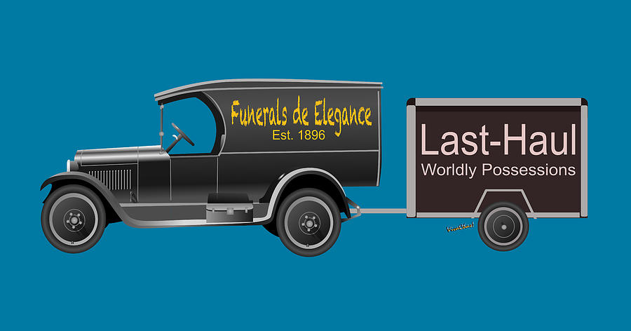 Towing Digital Art - Ever Seen Them Towing a U-Haul Trailer Behind a Hearse by Chas Sinklier