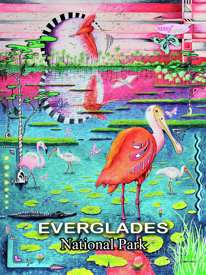 Miami Painting - Everglades National Park PoP Art Maximalist Home Decor for Her by MeganAroon by Megan Aroon