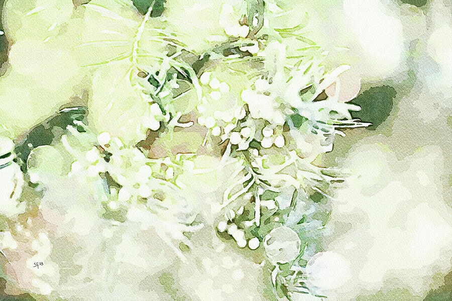 Evergreen Abstract  Mixed Media by Shelli Fitzpatrick