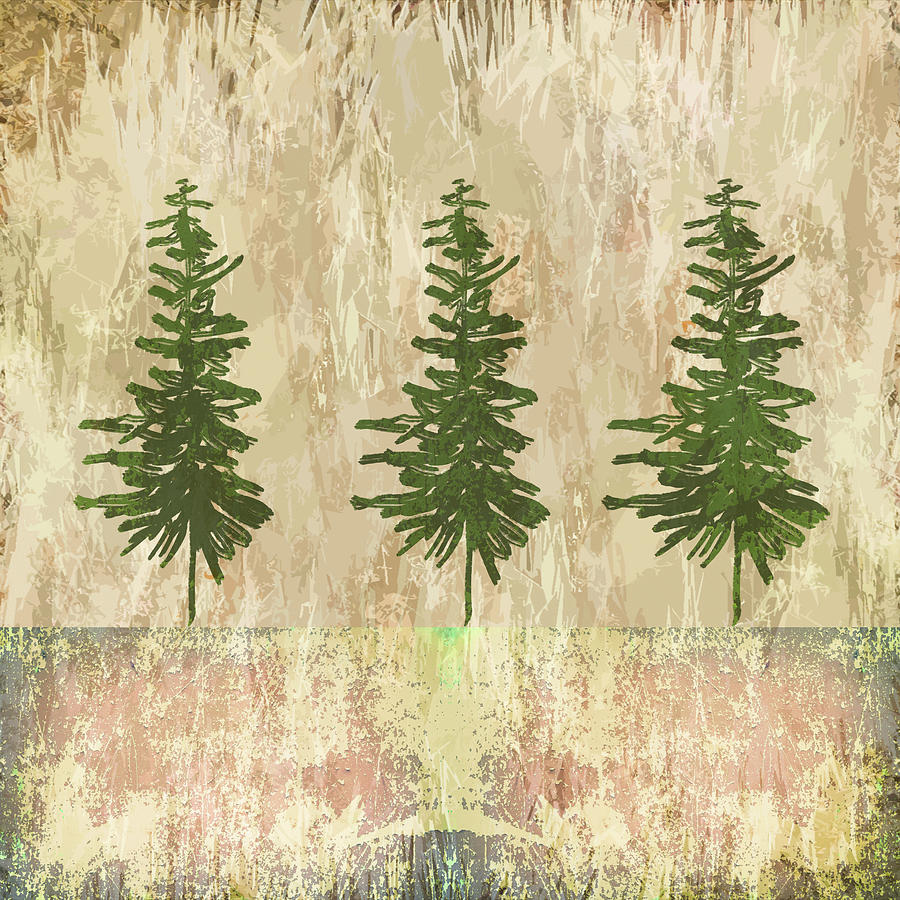 Evergreen Forest Abstract Digital Art by Nancy Merkle