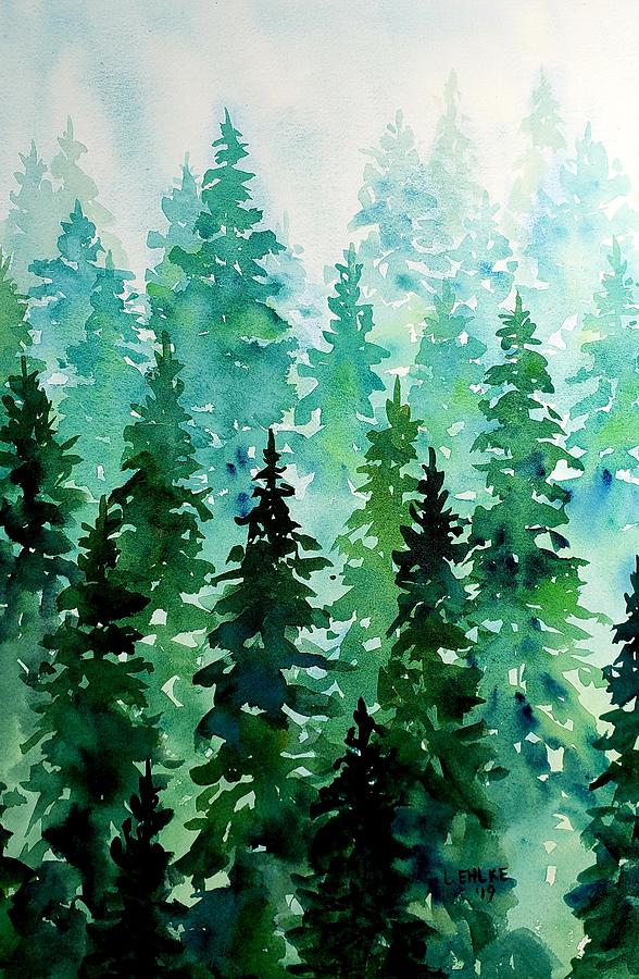 Evergreen Forest Painting by Lori Ehlke - Fine Art America