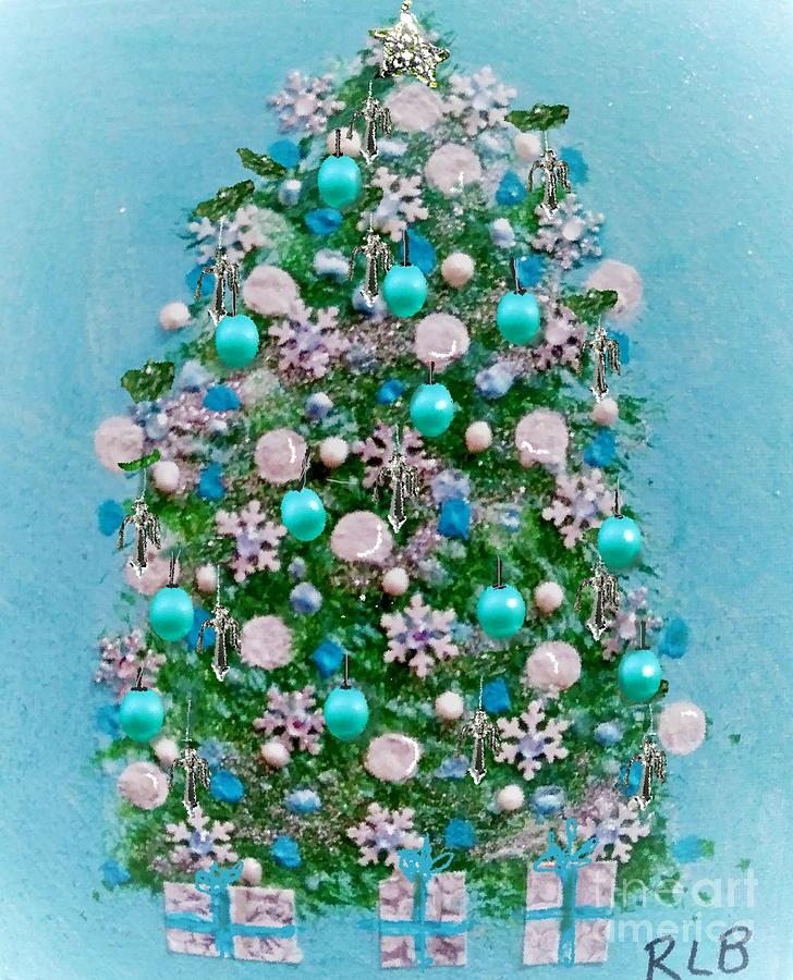 Evergreen Tree with Crystal Angels Painting by Rita Brown